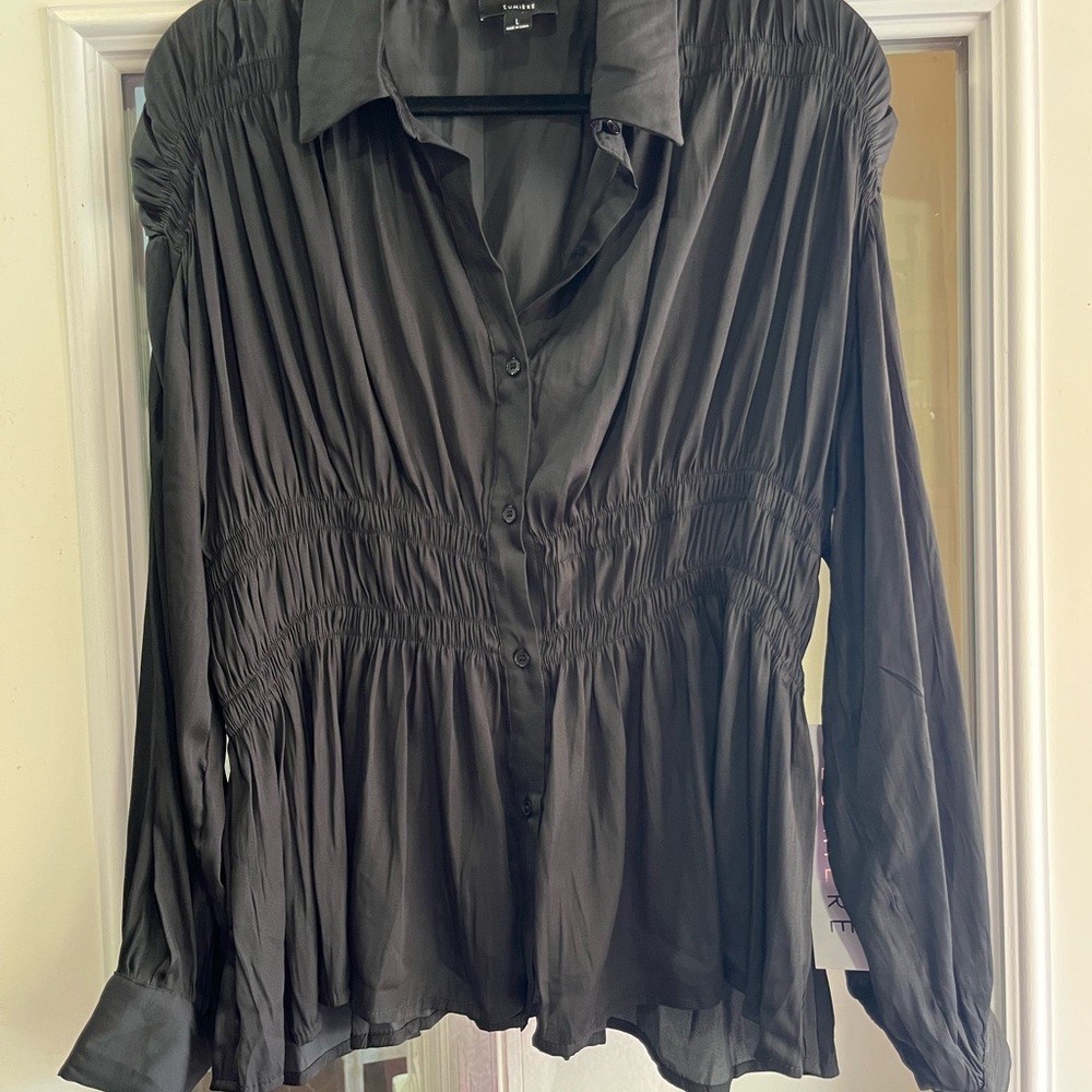 Lumiere Black Button Down Women's Shirt